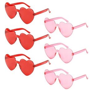 Heart-Shaped Transparent Women’s Glasses - Red and Pink